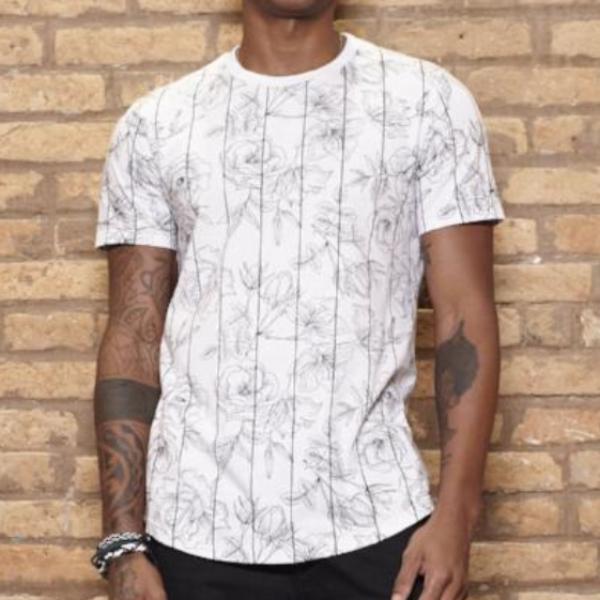 Camiseta Alongada Branca Masculina